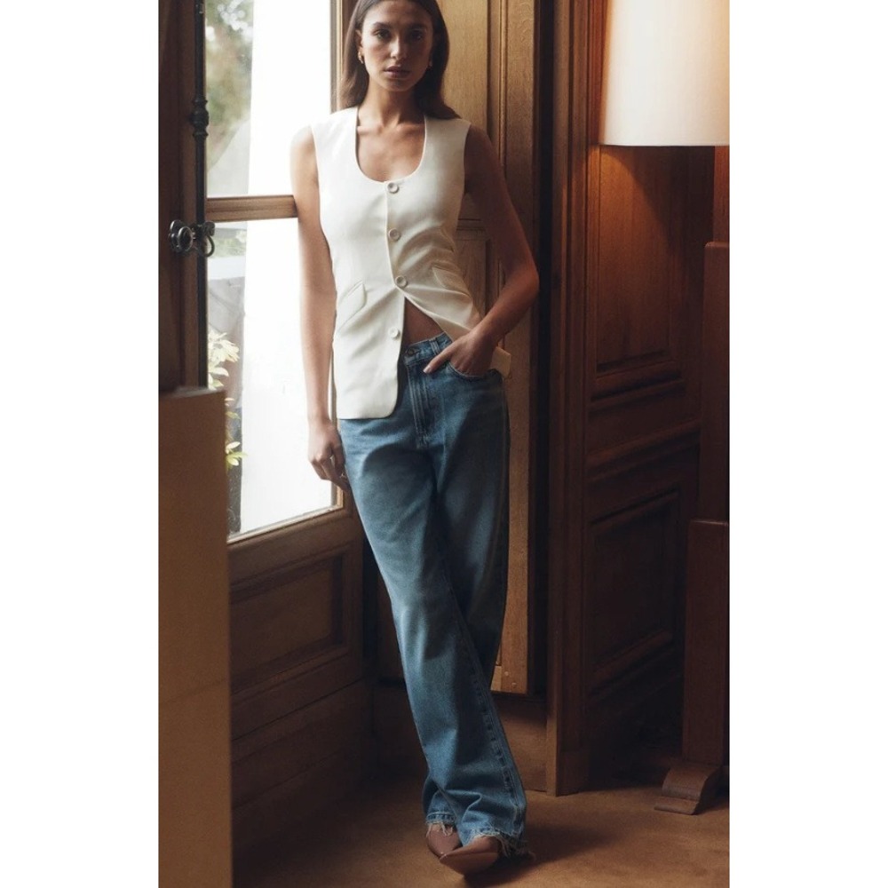 Favorite Daughter The Tommy Low Slung Straight Distressed Denim Jeans
